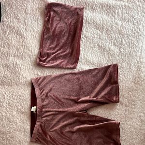 bozzolo tube top and biker short set, velvet